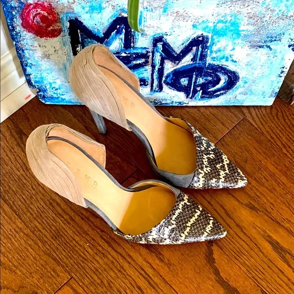 L.A.M.B. (Gwen Stefani) Snakeskin Pattern Pointed Toe Leather 9.5M D’orsay Heels - Picture 8 of 16